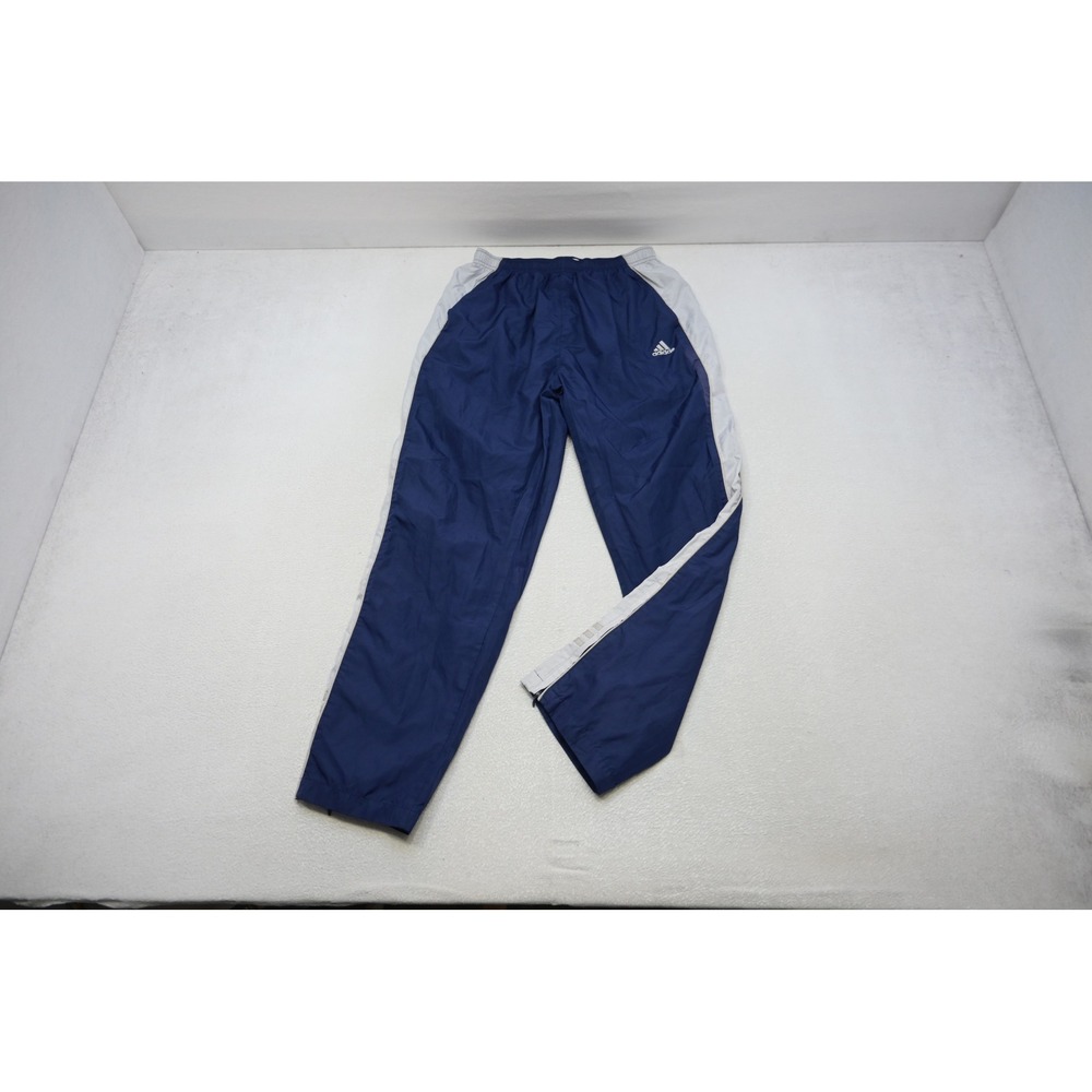 VTG Adidas Track Pants Mens Large Navy Blue Grey Mesh Lined Ankle Zip Sporty